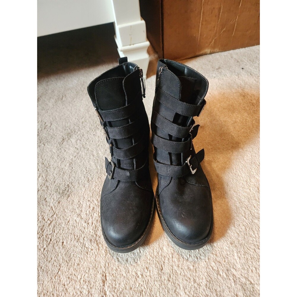 Blondo Womens Boots Elana Black Nubuck Suede Leather Ankle Straps Size  7 NWOB